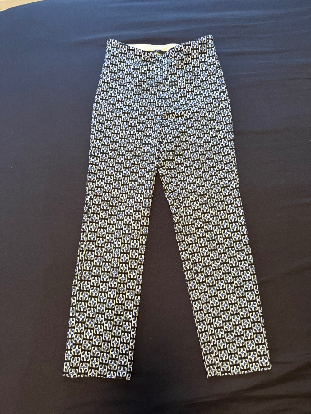 blue, black and white stretch straight leg pants, size 8 by up!